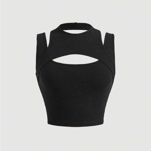 SHEIN black crop top with cut outs